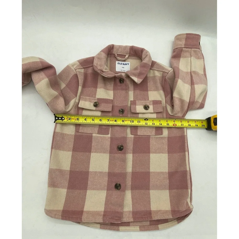 Old Navy Kids Pink Buffalo Plaid Shacket Button Front Shirt Jacket Size‎ M 8